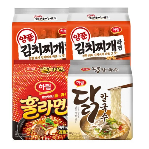 하림 양푼김치찌개 8입+훌라면 4입+닭칼국수 4입 세트구성