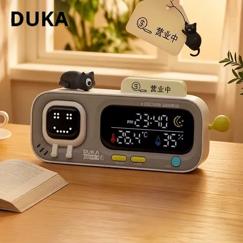 새로운 DUKA MOODA 스마트 온도 및 습도 시계 센서 전기 습도계 온도계 홈 기상 관측소 데스크탑 장식