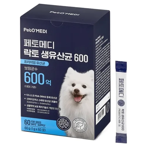 페토메디 강아지 락토 생유산균 600 영양제 60포