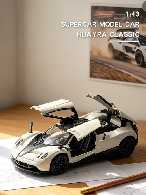 1:43 합금 3도어 오픈형 HUAYRA 다이캐스트 모델 레이싱카 장난감, 후진액션 기능 포함, 수집 및 장식용 모델카 선물