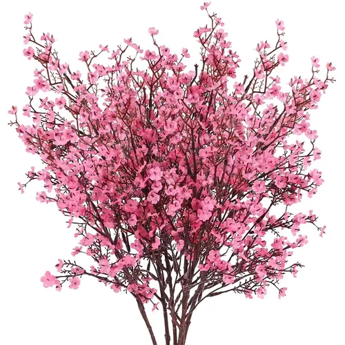 핑크 인공 꽃 벚꽃 Gypsophila 가짜 식물 DIY 웨딩 꽃다발 꽃병 홈 장식 가짜 크리스마스 지점