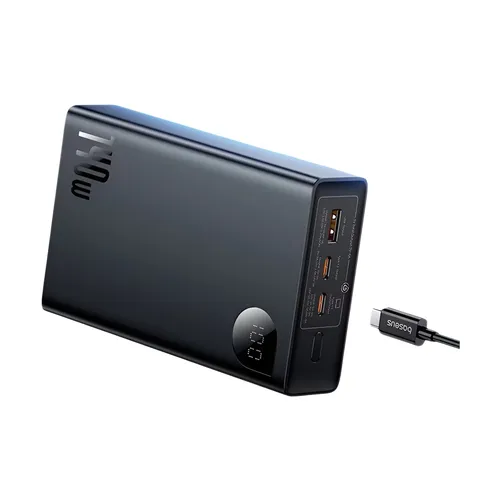 베이스어스 145W 파워뱅크 25000mAh 고속 충전 내장형 C타입 케이블 휴대용 배터리 충전기 (아이폰, 삼성, 맥북, 태블릿용)