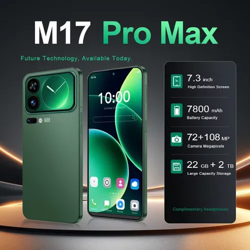 새로운 글로벌 버전 고품질 M17 Pro Max 휴대폰 7.3인치 HD 7800mAh 배터리 대기시간 108M 2TB 듀얼 카드