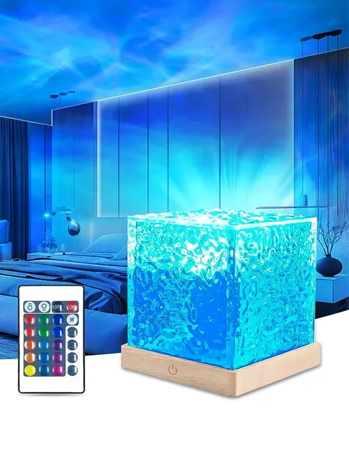 오션 웨이브 오로라 프로젝터 조명 USB 리모컨 RGB 물결 무늬 16색 야간 조명 가정 사무실 바 거실 분위기 조명