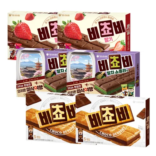 오리온 비쵸비 초코 5P 125g 2박스 + 딸기 5P 125g 2박스 + 말차쇼콜라 5P 125g 2박스