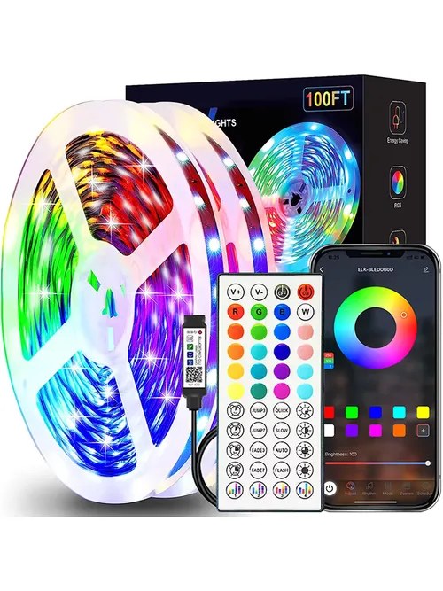 RGB LED 스트립 조명 1M-40M 앱 제어 가능한 LED 룸 라이트 유연한 리본 루체스 LED 테이프 방 침실 장식용