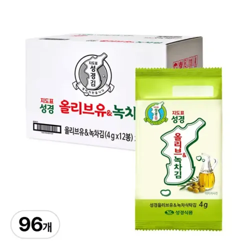 지도표 성경김 올리브녹차 식탁김 4g 12봉x8개 (총 96봉) 1박스