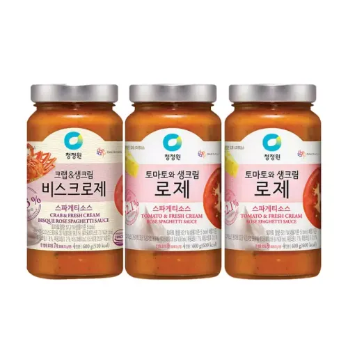 청정원 파스타소스, 로제, 600g, 2개 + 비스크로제, 600g, 1개