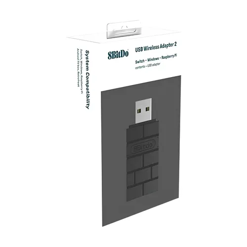 8BitDo USB 무선 블루투스 어댑터 2 수신기 (닌텐도 스위치 1, 2, PS1, 라즈베리 파이 미니, PS4 컨트롤러, PS5 핸들용)