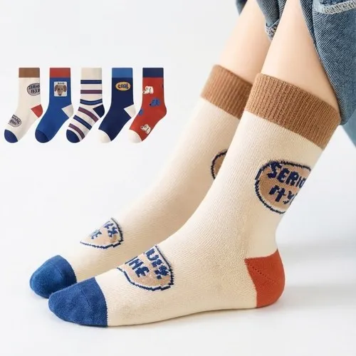 -어반바스켓-아동용 어린이 쿨독 중목 양말 5켤레 세트
