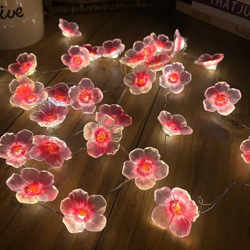 3M 30LED 벚꽃 요정 문자열 조명 핑크 꽃 문자열 램프 야외 크리스마스 갈 랜드 장식에 대 한 배터리 전원
