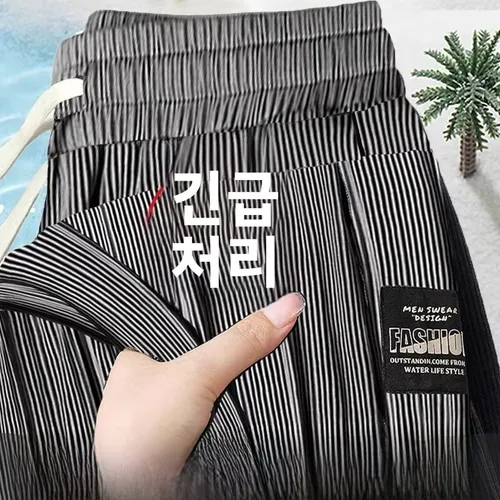 아이스 실크 남성 스포츠 바지 여름 경량 속건 캐주얼 루즈핏 스트레이트 레그 팬츠 통기성 편안한 러닝 트라우저