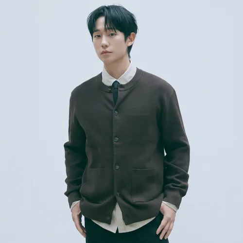 마인드브릿지 남성용 두굿 라운드 세미 오버핏 가디건 MZCD7120