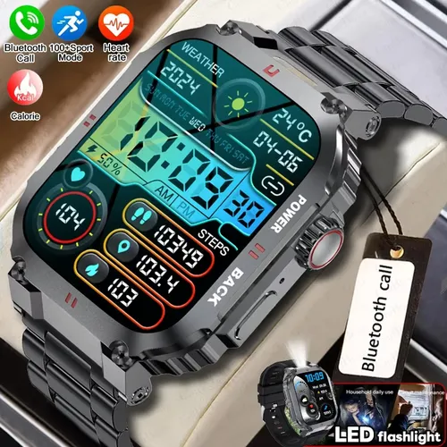 2026 신형 군용 GPS 스마트워치 남성용 1.91인치 AMOLED 화면 IP68 방수 스포츠 피트니스 트래커 BT 통화 스마트워치