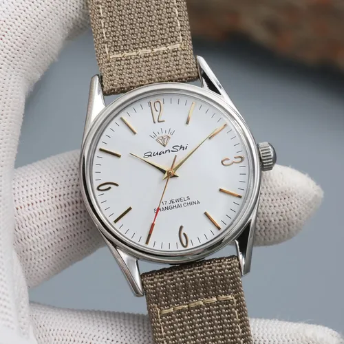 상하이 다이아몬드 기계식 시계 남자 수동 권선 시계 7120 무브먼트 38MM 스테인레스 스틸 방수 남자 선물