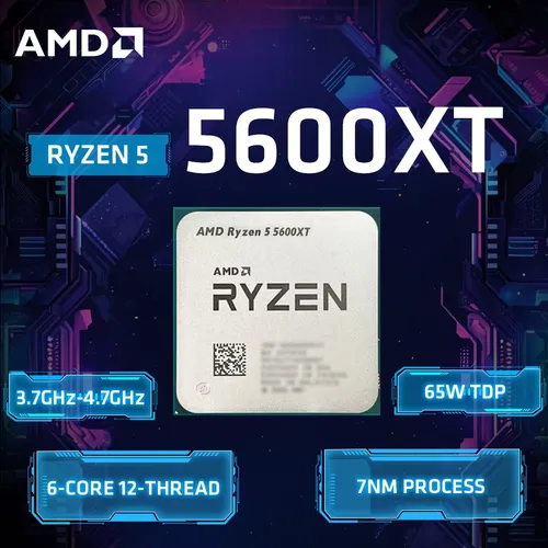 AMD 라이젠 5 5600XT R5 5600XT 데스크탑 CPU 프로세서 6코어 12스레드 3.5GHz 부스트 4.6GHz 32MB L3 캐시 AM4 소켓 65W 게이밍 프로세서