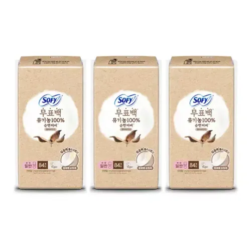 쏘피 유기농100%순면커버 무표백 팬티라이너, 일반, 84매, 3개