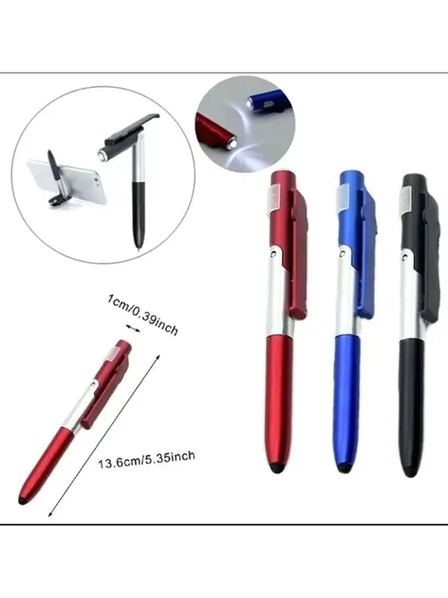 4 In 1 다기능 볼펜 LED 라이트 접이식 전화 홀더 야간 읽기 쓰기 연필 사무실 학교 학생 문구