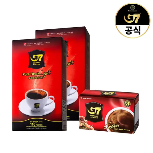 G7 베트남 커피 퓨어블랙 라이트 110개입 x 2개 + 퓨어블랙 15개입