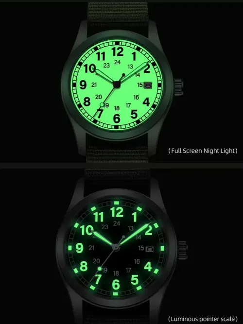 2026 TPW 여성용 필드 시계 34mm 케이스 읽기 쉬운 패브릭 스트랩 24시간 표시 데이 기능 쿼츠 무브먼트 야광