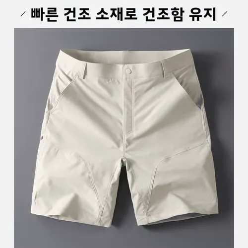 퀵 드라이 아이스 실크 5부 지퍼 캐주얼 반바지 남성 패션 도시 스타일 통기성 경량 스트레이트 레그 팬츠