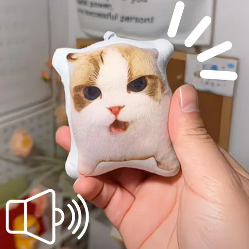 휴대용 말하는 고양이 가방 장식용 고양이 목소리 키체인, 소리가 나는 압축 해소용 부드러운 봉제 인형, 사실적인 야옹 소리, 어린이 장난감