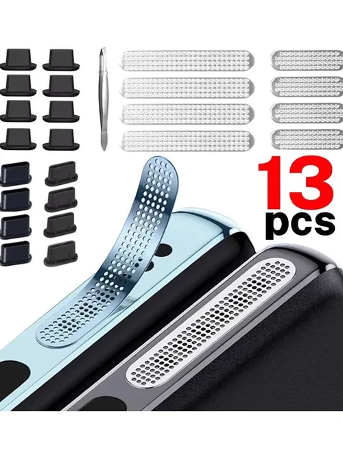 유니버설 휴대폰 스피커 먼지망 스티커 마이크로 USB 타입 C 폰 포트 보호 먼지 마개 핀셋 키트 (아이폰, 삼성용)