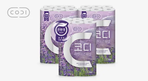 (타임특가)코디 라벤다스페셜 3겹 화장지 30m 30롤 3팩 휴지