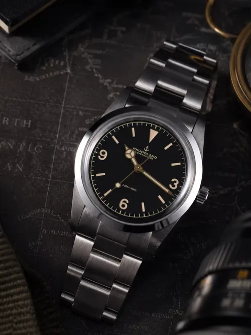 HRUODLAND Explorer Style 오토매틱 시계 Field Watch Military 36mm PT5000 기계식 무브먼트 사파이어 크리스탈 20ATM BGW9 야광