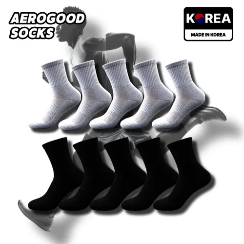(5+5켤레)에브리굿 에어로굿 스포츠 러닝 중목 매쉬 양말 5켤레 국내생산 10켤레 발등 매쉬 여름 양말