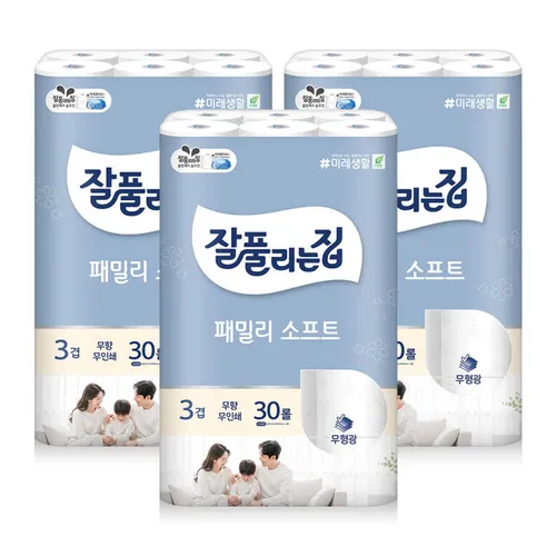잘풀리는집 3겹 패밀리소프트, 27m, 30롤, 3개