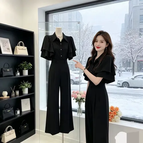 느슨한 반팔 여성 셔츠 여름 새로운 스타일 퓨어 컬러 페어리 에지 오버 사이즈 슬리밍 폴로 칼라 폴리 에스터 섬유 캐주얼웨어