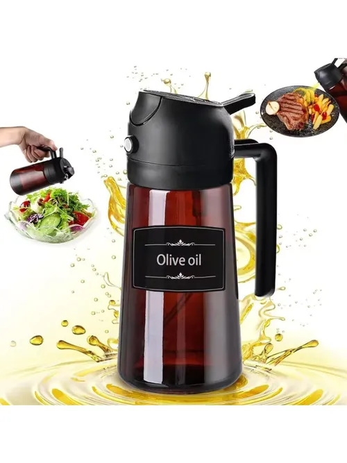 16oz/470ML 라이트 차단 브라운 오일 분무기 요리 용 2 in 1 올리브 오일 디스펜서 병 주방 오일 병 조미료 도구