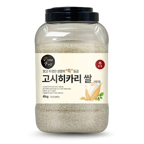 Prime Field 2026년산 햅쌀 고시히카리 백미 특등급, 특등급, 4kg, 1개