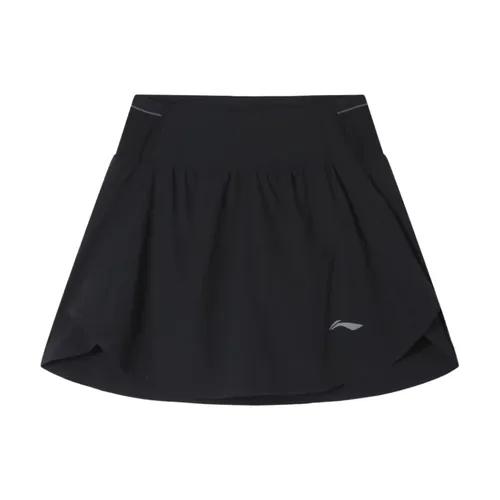 Li-Ning 여성용 러닝 짧은 스커트 AT DRY 레귤러 핏 편안하고 통기성이 좋은 솔리드 컬러 LiNing 스포츠 짧은 스커트 ASKV022