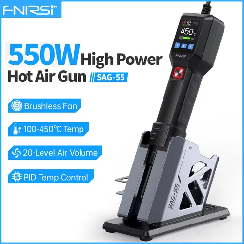 FNIRSI SAG-55 마이크로 핫 에어 건 550W 스탠드 BGA 재 작업 LCD 디지털 헤어 드라이어 용접 수리 도구 용 납땜 히트 건
