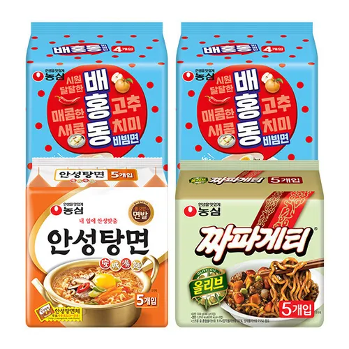 배홍동 8개 + 안성탕면 5개 + 짜파게티 5개