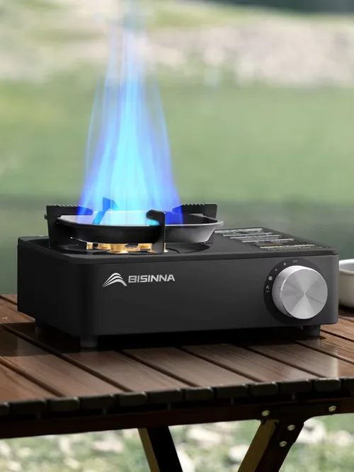 BISINNA 캠핑 가스 스토브 5800W 피크닉 하이킹 트레킹을위한 높은 화력 야외 휴대용 카세트 버너