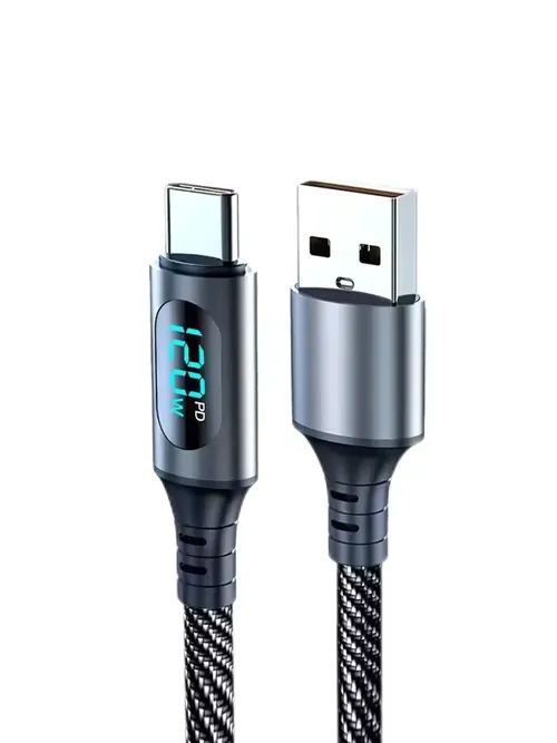NNBILI 6A USB-A to Type-C 초고속 충전 케이블, 120W USB-C to Type-C 데이터 케이블 (화웨이, POCO, Honor 기기 호환), LED 디지털 디스플레이 케이블