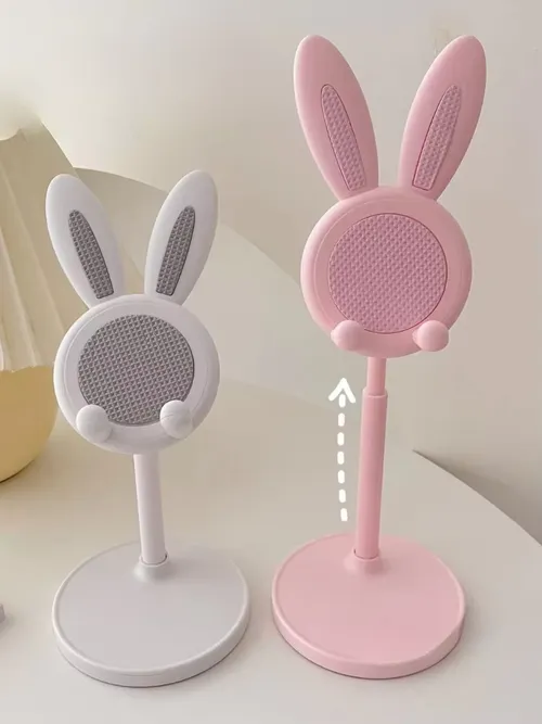 귀여운 토끼 모양 휴대폰 거치대는 데스크탑 휴대폰 액세서리로, 높이 조절 및 각도 조절이 가능합니다.