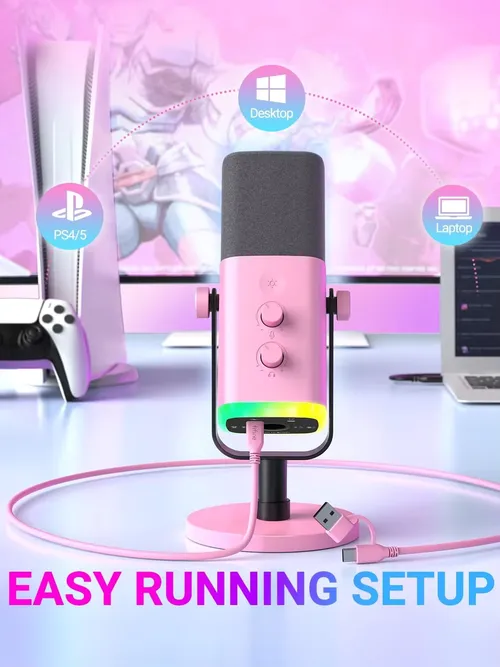 FIFINE 게이밍 스트리밍 헤드셋 및 마이크 키트, 게인 노브, RGB, 모니터, PC, MAC, PS4, PS5, 믹서, 유튜브, Steam-AM8TP, H9P 용