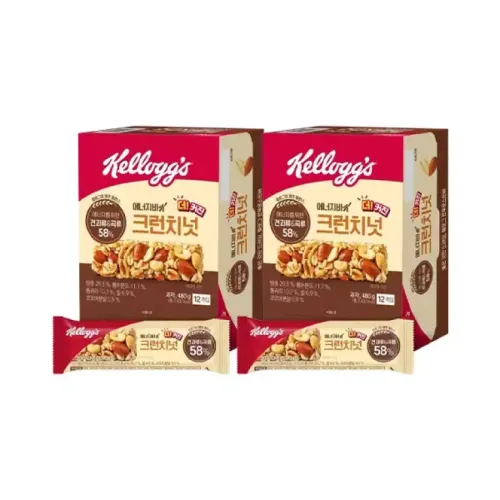 켈로그 에너지바 K 크런치넛 480g(40g, 12입), 2개