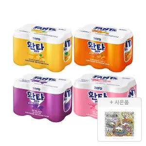 환타 제로 파인 350ml+제로 오렌지 350ml+제로 포도 350ml+제로 상큼피치 350ml 각 6개 (총 24개)+증정(조앤프렌즈 스티커 A, 1개)