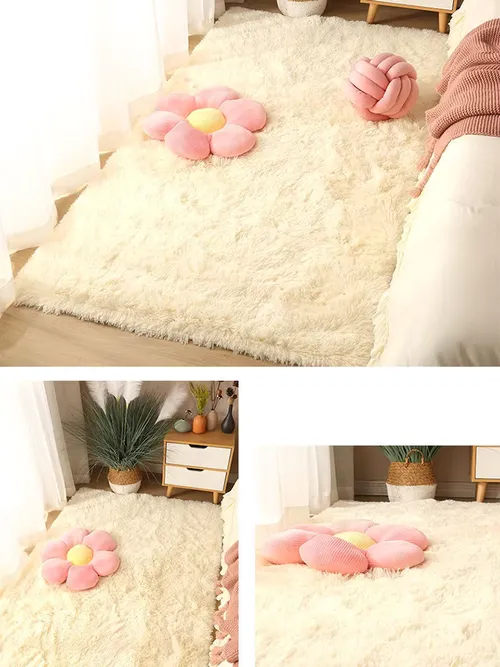 세탁 가능한 긴 털 카펫 거실 커피 테이블 푹신한 대형 러그 160x230 소녀 침실 두꺼운 카펫 실내 미끄럼 방지 매트