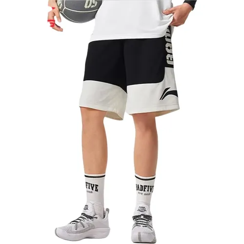 Li-Ning 남성용 BADFIVE 농구 경기용 반바지 AT DRY 폴리에스테르 통기성 편안한 LiNing 스포츠 하의 AAPV021