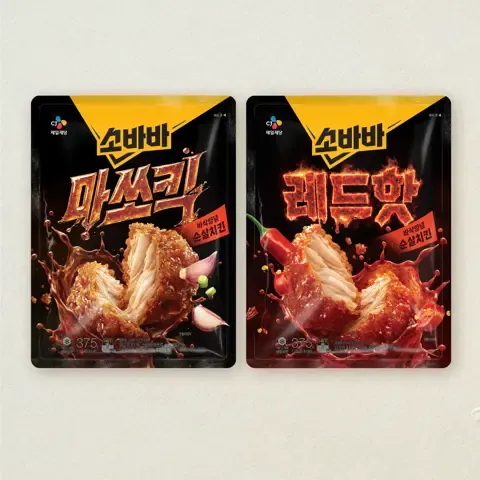 소바바치킨 마쏘킥 순살 375g+레드핫 순살 375g (총 2개)