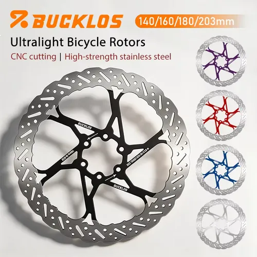 BUCKLOS 자전거 브레이크 로터 140mm 160mm 180mm 203mm 초경량 로드 산악 자전거 유압 디스크 브레이크 로터 (6볼트)
