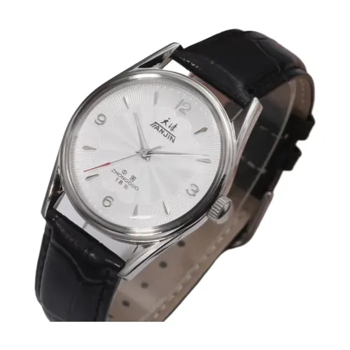 톈진 기계식 시계 남성용 수동 와인딩 시계 상하이 8120 무브먼트 38MM 스테인리스 스틸 방수