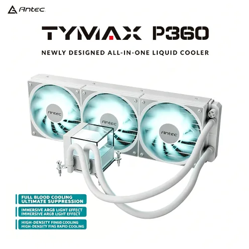 Antec P360 올인원 CPU 수냉 쿨러 ARGB PWM 팬 수냉식 히트싱크 지원 LGA1700 LGA115x AMD 게이밍 PC 라디에이터