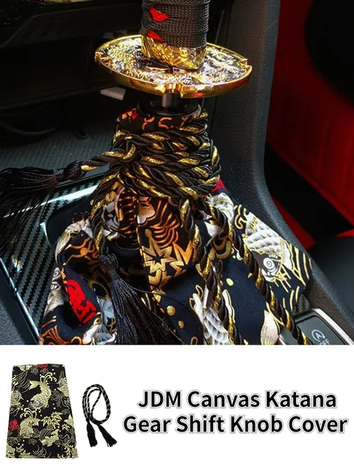 범용 자동차 액세서리 패턴 스타일 캔버스 Katana 시프트 레버 손잡이 커버 먼지 커버 레이싱 사무라이 검 시프트 손잡이 고리